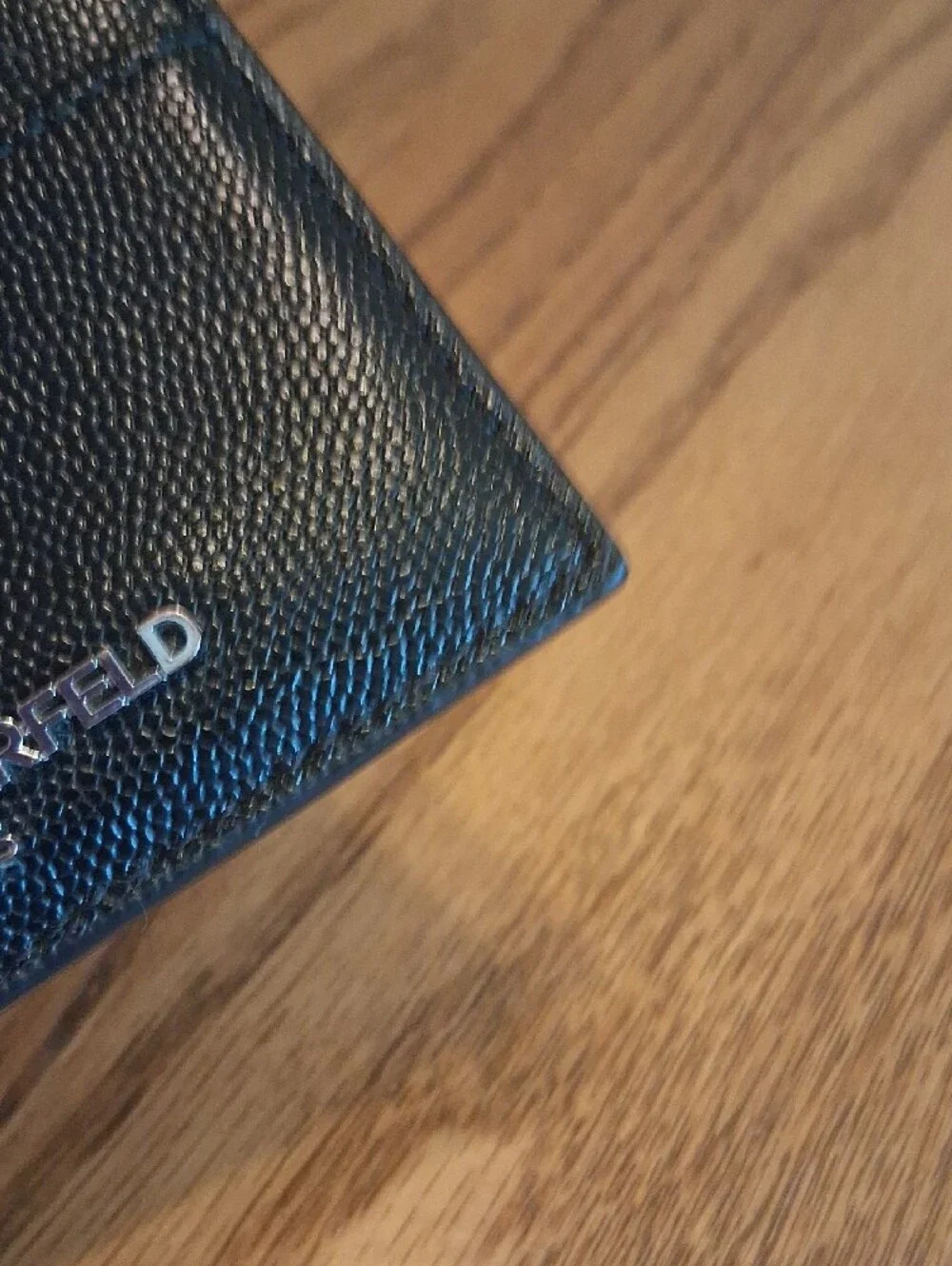 Karl Lagerfeld Black Leather Card & Key Sleeve with Silver KL Emblem